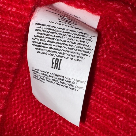 BRUMS MILANO Vibrant Red Crew Neck Sweater, cropped, made in Italy🇮🇹, size 14 /S - Picture 7 of 12